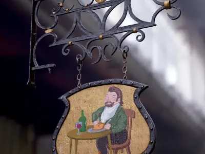 Old Tavern Street Sign 4K and 8K Low-poly 3D model