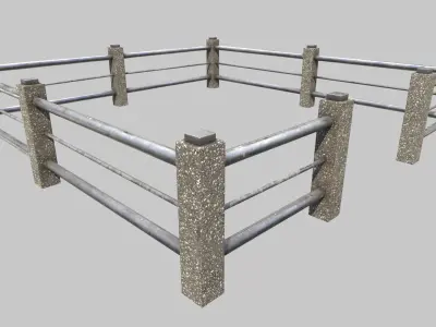 Fenced Grave With Silver Cross Low-poly 3D model