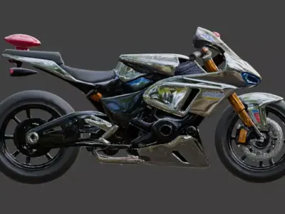 Futuristic Cartoon Police Motorcycle 3D Model Low-poly 3D model