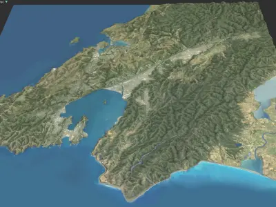Wellington - 3D Terrain Model Low-poly 3D model