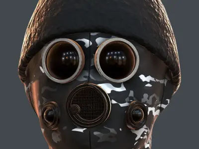 Gas mask helmet 3d model scifi Low-poly  Low-poly 3D model