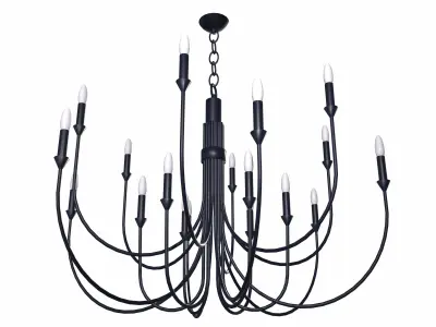 Modern Classic Large Black Chandelier  Low-poly 3D model