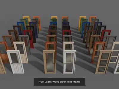 PBR Doors With Frames 3D Model Pack