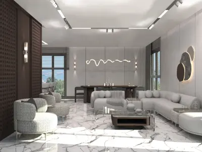 Modern Interior Living Scene 3D model