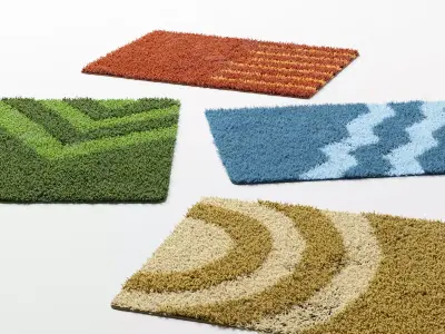 bathroom rugs 4 colors 3D model