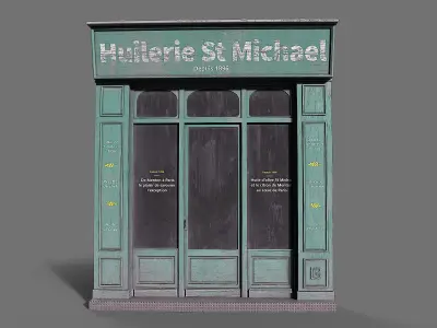  Parisian vintage storefront Low-poly 3D model