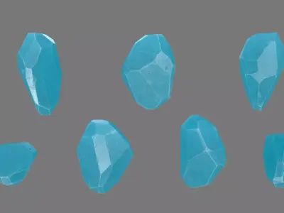 Crystal turquoise quartz cabochon Low-poly 3D model
