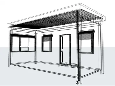 container guard booth 600cm x 250cm many formats 3D model purchase