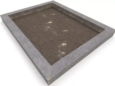 square garden in curb Low-poly 3D model