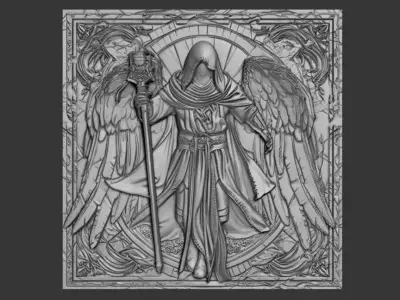 Highpoly Tile 3D Model Knight Angel Printable Kitbash 01 3D print model