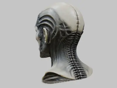 Portrait of a man HR Giger Style Human Head Bust 3 Low-poly 3D model