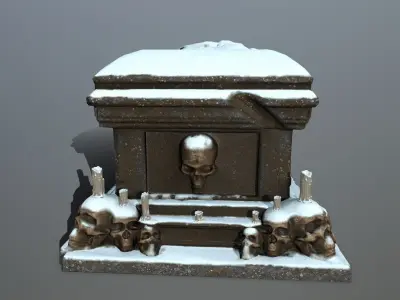 tomb 1 casket with snow Low-poly 3D model