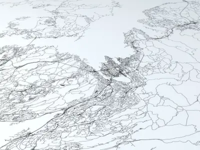 Bergen Area Road Network and Streets 3D model
