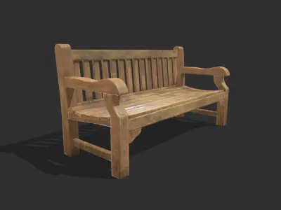 Bench 03 Low Poly PBR Realistic Low-poly 3D model