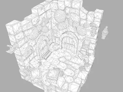 Stylized Dungeon 3D Environment  Modular Fantasy Scene Low-poly 3D model