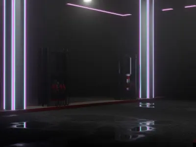 Gas station Cyberpunk Style Free low-poly 3D model