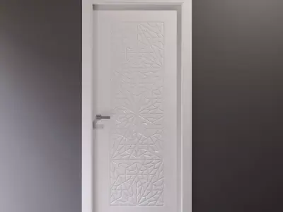 White curly interior door with arabic pattern 3D model