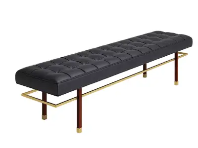 Bench leather with brass legs 3D model