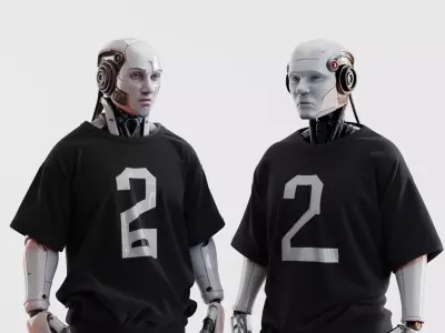 Futuristic Humanoid Robots Set of 2 3D model