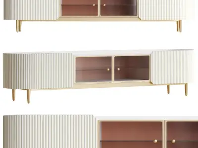 Palley Modern Glass Doors in White for TV 3D model