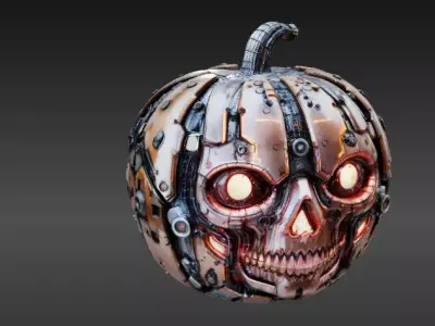 Cyber Jack Pumpkin Futuristic Halloween Sci-Fi Jack-O-Lantern 3D print model