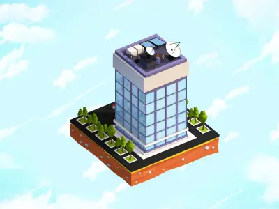 Cartoon Low Poly Office Building Low-poly 3D model