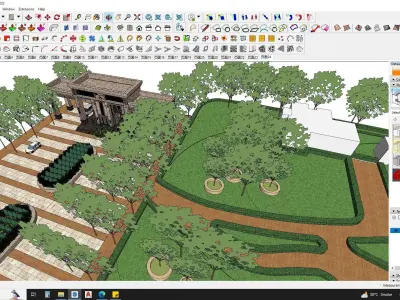 Art deco office building with theme park sketchup model 3D model