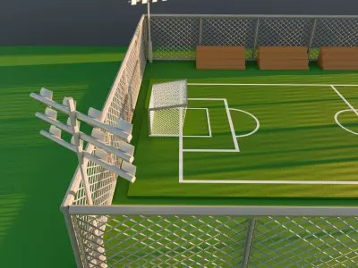 Stylized Low Poly Style Street Soccer Field   3D model