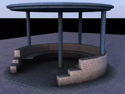 Bus Stop Low-poly 3D model 5