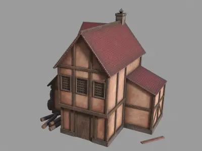 Medieval inn Low-poly 3D model get