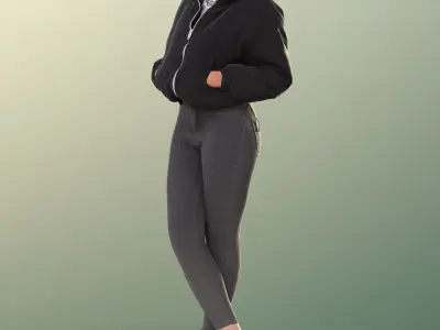 Serina 11194 - Black Girl Jacket Standing Street Style Low-poly 3D model