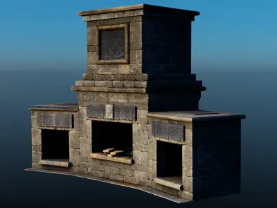 Outdoor Fireplace 1 Low-poly 3D model