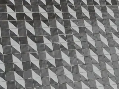 Monochrome Diagonal Geometric Tiles PBR Seamless Texture