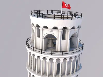 Highly Detailed Low Poly Leaning Tower of Pisa  Low-poly 3D model