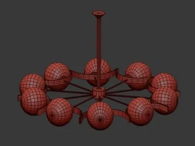 Vintage Twelve Arm Chandelier in the Style of Stilnovo 3D model