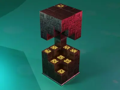 Modular Stylized Cyberpunk Building 2 Low-poly 3D model