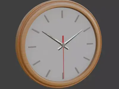 Wooden Wall Clock Clean 3D Model 3D model