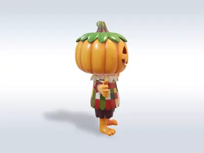 Cheerful Pumpkin Boy Halloween Character 3D model get