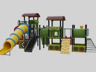 Train Style Playground 3 Low-poly 3D model