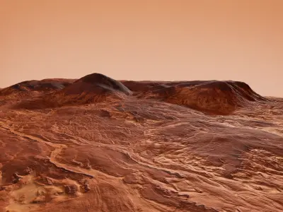 Mars Planet Landscape Desert Mountain Cliffs PBR Low Poly 02 Low-poly 3D model