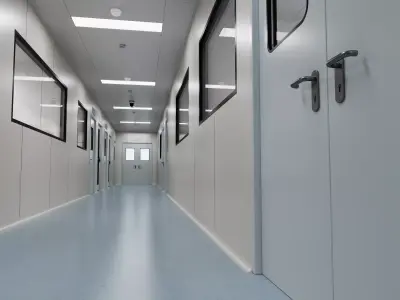 Modern Hospital Cleanroom Laboratory Corridor 3D model
