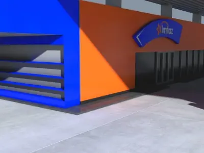 Gas Station - Petrol Station Type-1 Low-poly 3D model