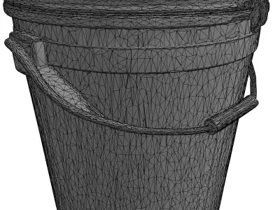 White Plastic Utility Bucket with Lid Low-poly 3D model