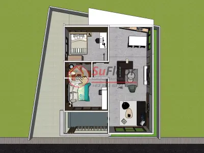 House 8x12m code 549 - Sketchup 3D model 3D model 3D model