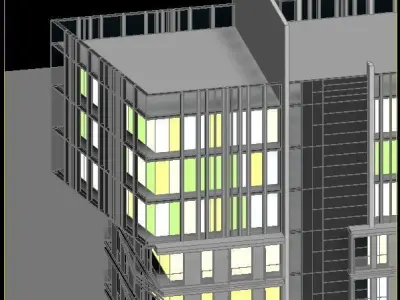mixed use modern residential building 3D model