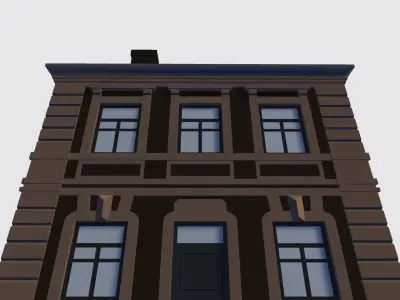Cute Old House Facade Low-poly 3D model