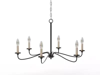 Quinn Wide 6-Light Chandelier - Old Bronze Industrial Modern Low-poly 3D model
