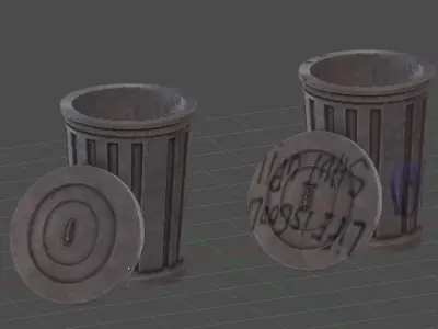 Bin Open  Low-poly 3D model