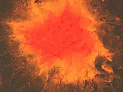 16K Volcano with lava height map and 3D terrain Low-poly 3D model