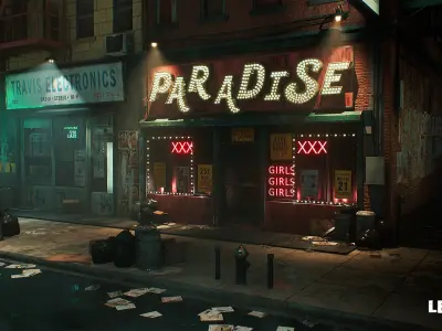 1970 s New York City Alley Low-poly 3D model